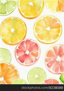 Fruit Watercolor Background Wrapping Paper Sheets. Generative AI.