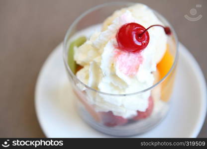 Fruit with ice cream