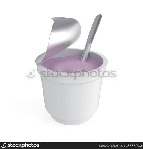 Fruit yogurt on white background