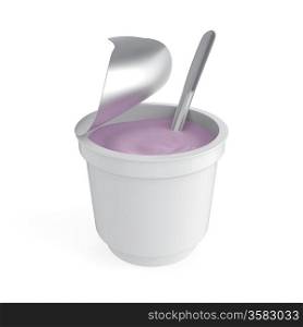 Fruit yogurt on white background