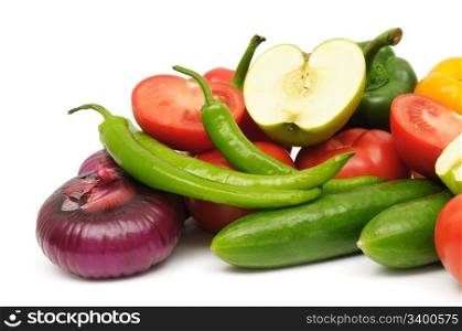 fruits and vegetable isolated on a white