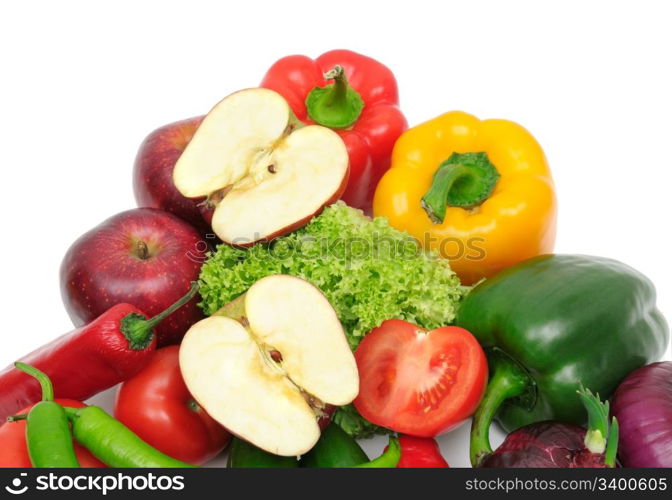 fruits and vegetable isolated on a white