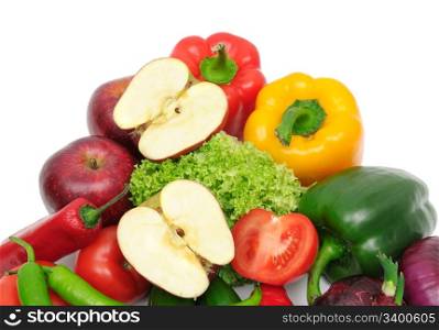 fruits and vegetable isolated on a white