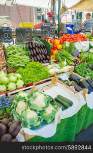 Fruits and vegetables at the market stall