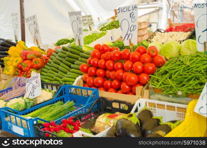 Fruits and vegetables at the market stall