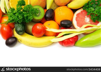 fruits and vegetables insulated on white background