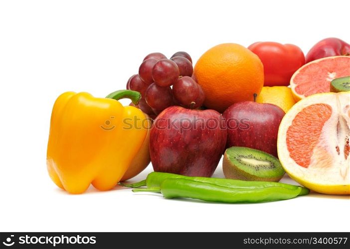 fruits and vegetables isolated on a white