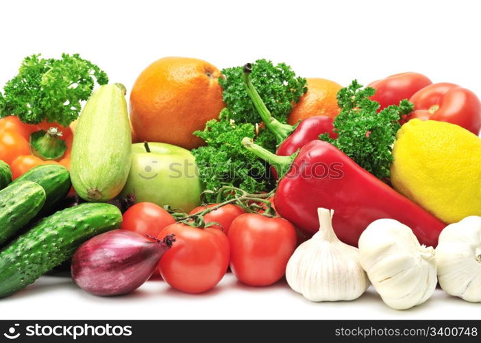 fruits and vegetables isolated on a white