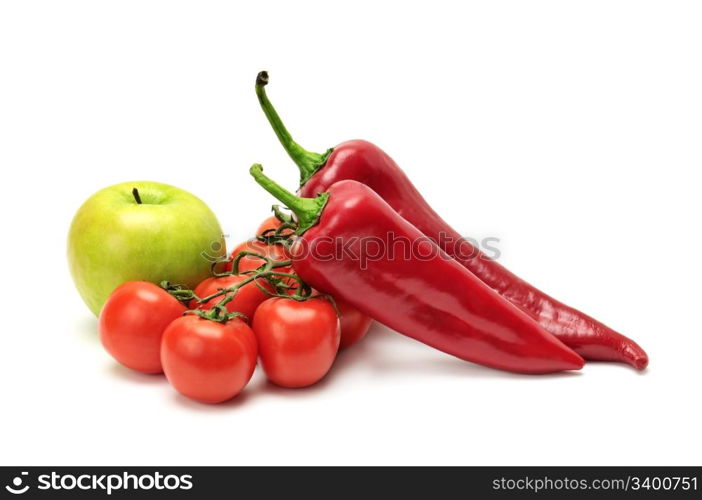 fruits and vegetables isolated on a white