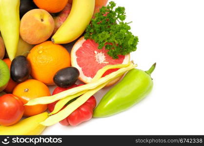 fruits and vegetables isolated on a white