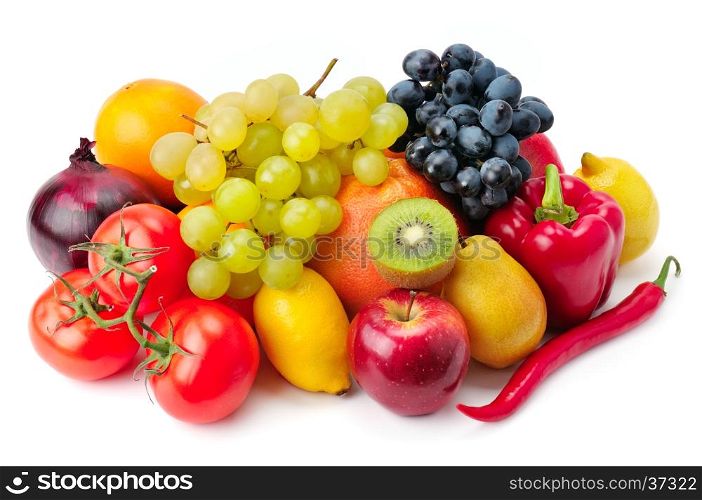 fruits and vegetables isolated on a white background