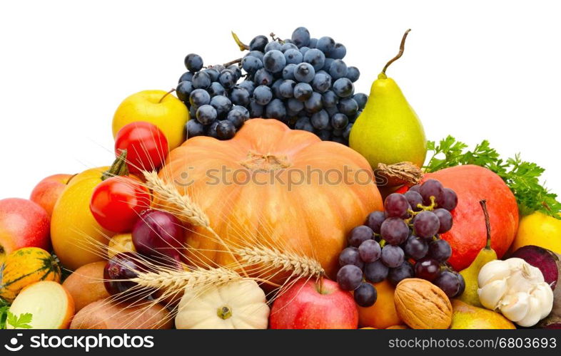 fruits and vegetables isolated on a white background