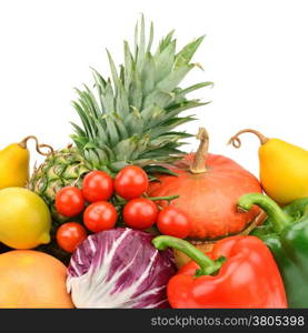 fruits and vegetables isolated on white background