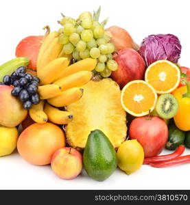 fruits and vegetables isolated on white background