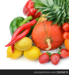 fruits and vegetables isolated on white background