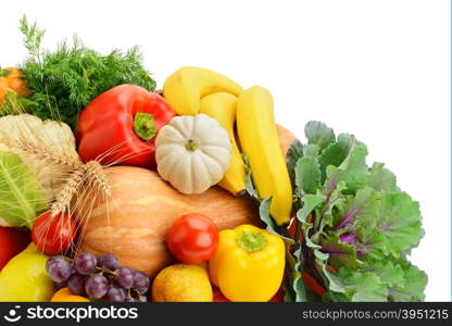 fruits and vegetables isolated on white background