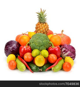 fruits and vegetables isolated on white background