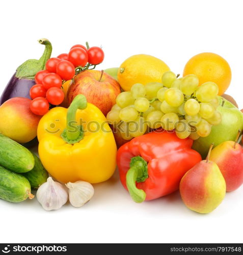 fruits and vegetables isolated on white background