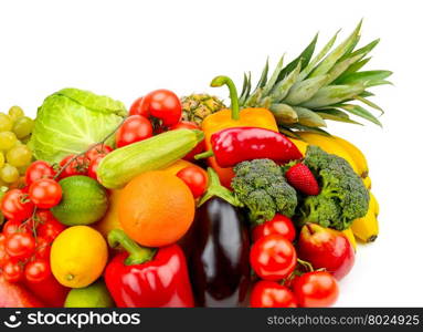 fruits and vegetables isolated on white background