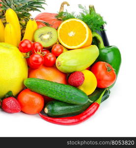 fruits and vegetables isolated on white background