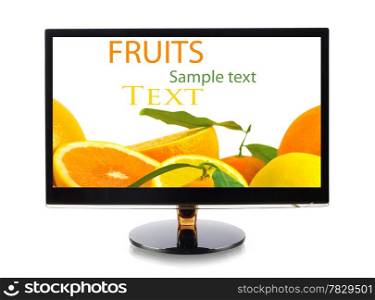 Fruits in monitor isolated on white