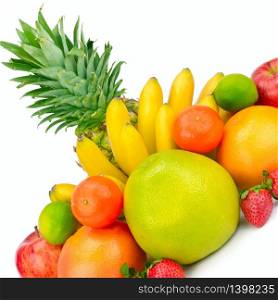 Fruits isolated on a white background. Healthy food.
