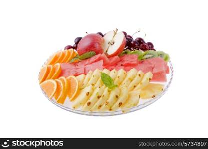 fruits isolated on glass a plate, isolated