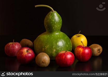 fruits on a dark background, studio picture