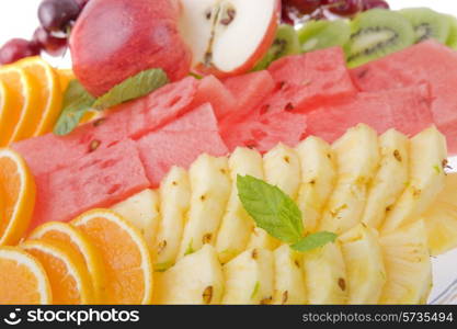 fruits on glass a plate, close up picture