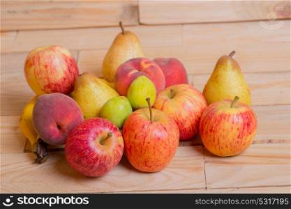 fruits on wooden table, studio picture