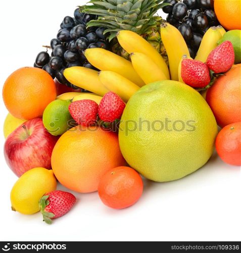 Fruits set isolated on a white background.