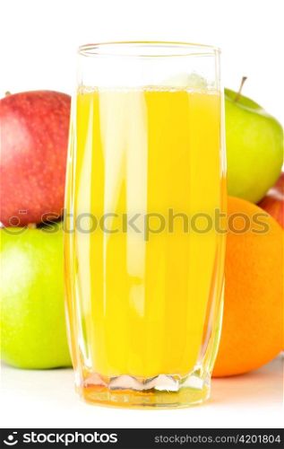 fruits with juice isolated on white