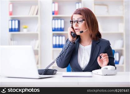 Frustrated call center assistant responding to calls