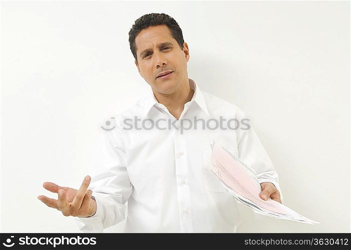 Frustrated Man with Documents