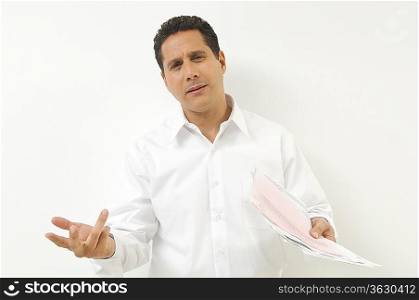 Frustrated Man with Documents