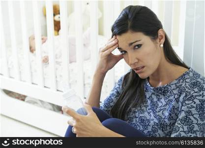 Frustrated Mother Suffering From Post Natal Depression