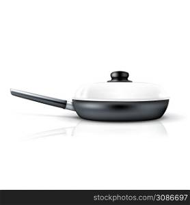 Frying pan vector illustration isolated on white background.. Frying pan vector illustration isolated on white background