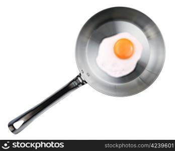 Frying pan with Fried eggs isolated on white background.
