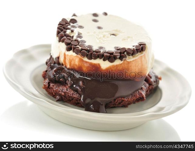 fudge brownie with ice cream