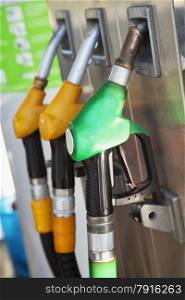 Fuel pump with petrol and diesel pumps, vertical image