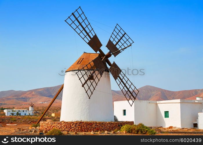 Fuerteventura windmill in Llanos de la Concepcion at Canary Islands of Spain