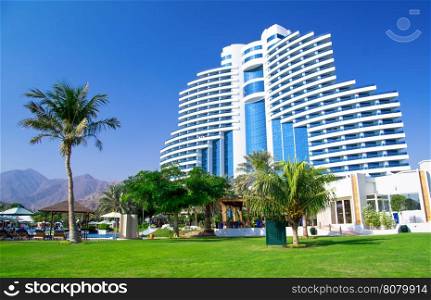 FUJAIRAH, UAE - November 16: Luxurious 5-star hotel Le Meridien Al Aqah Beach Resort on November 2, 2012 in Fujairah.