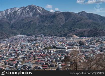 Fujikawa Town view from Red pagoda in japan