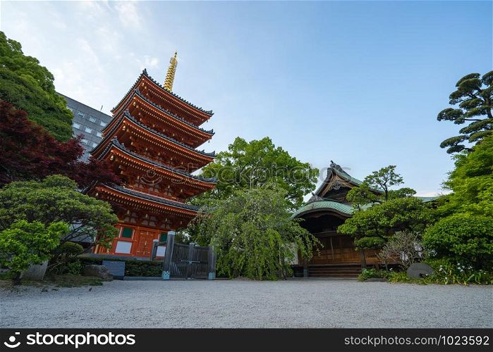 Fukuoka, Japan - April 17, 2019: Tocho-ji temple landmark in Fukuoka, Japan.