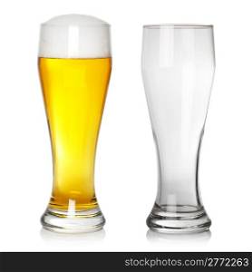 full and empty beer glass