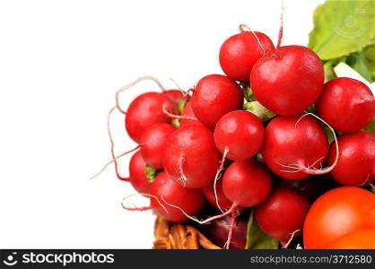 full basket of red radish and tomato