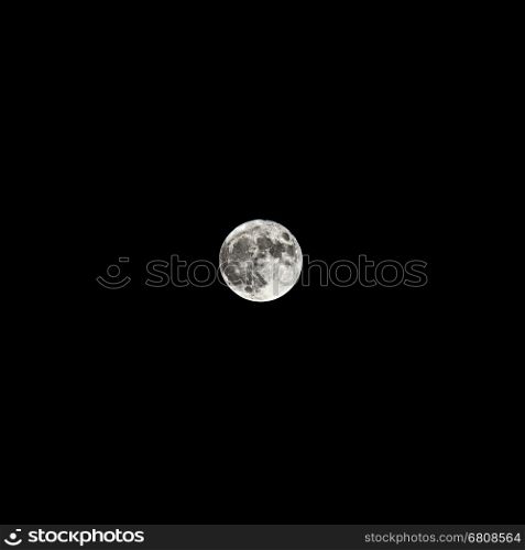 Full biggest supermoon with black sky on 14th November 2016 in Czech Republic. Supermoon 2016 in black and white colors. Biggest supermoon 2016.