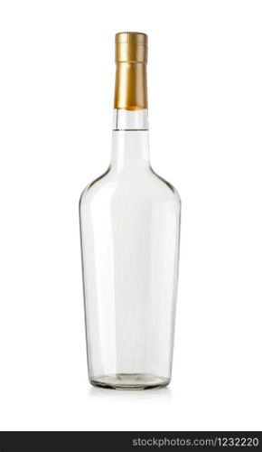 Full bottle of vodka on white background with clipping path
