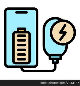 Full charge power bank icon. Outline full charge power bank vector icon color flat isolated. Full charge power bank icon color outline vector