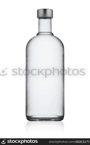 Full closed bottle of vodka isolated on white background. Full closed bottle of vodka